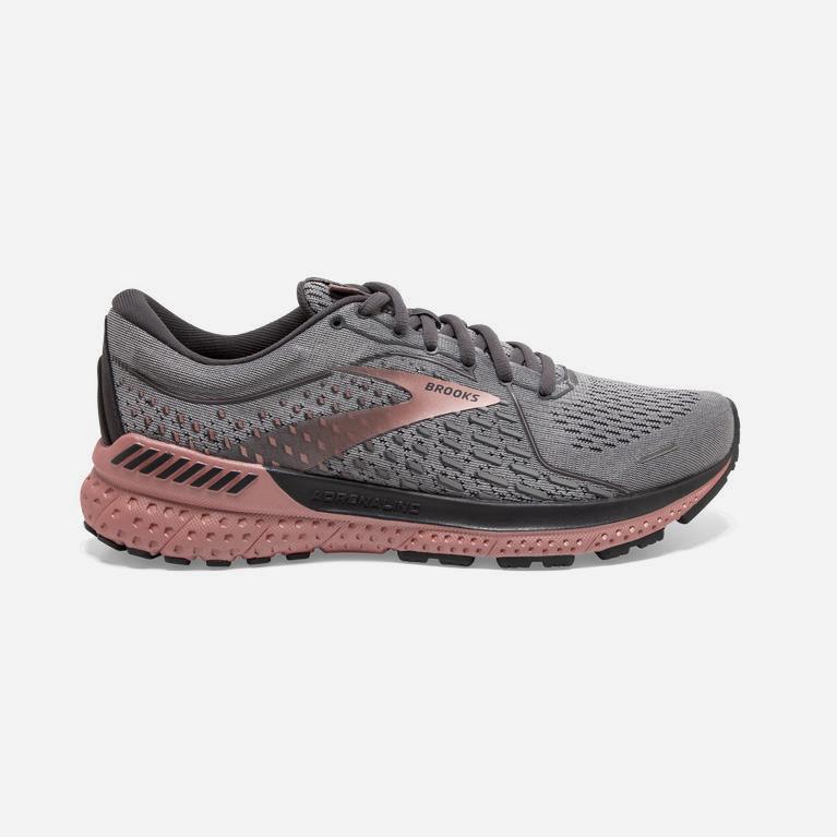 Brooks Adrenaline Gts 21 Womens Road Running Shoes - Grey/Black/Rose Gold - Philippines (470269JTQ)